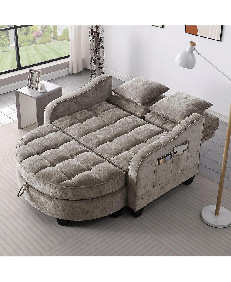 Streamdale Furniture 2-Seater Sofa and Chaise with Storage Footrest and Pillows