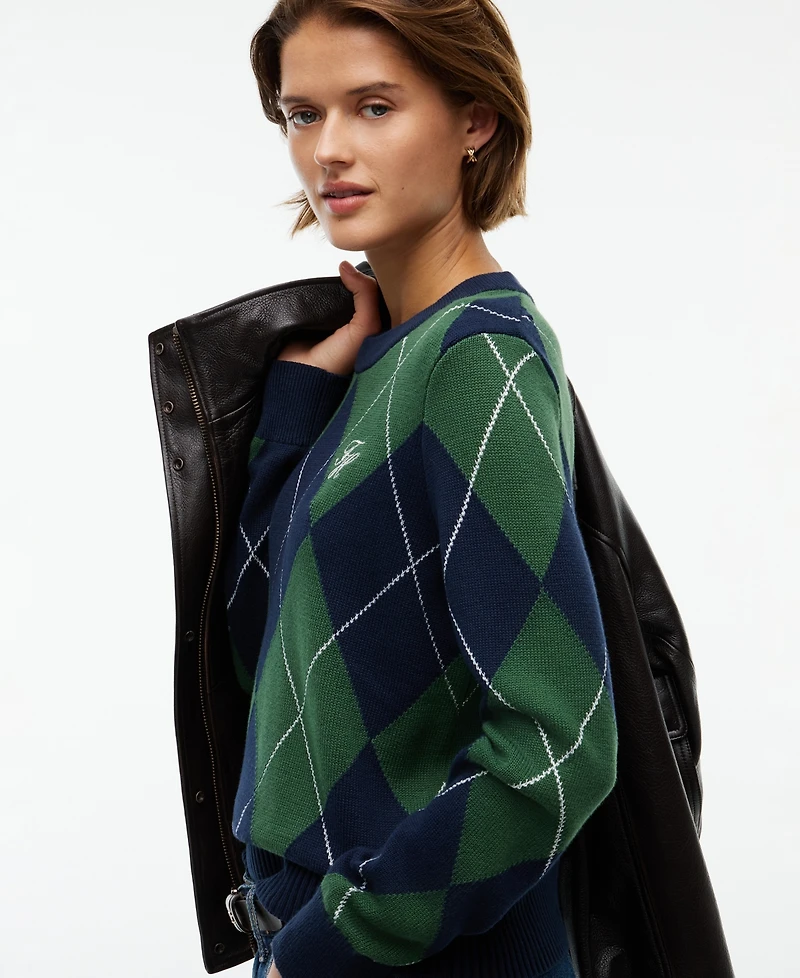 Tommy Hilfiger Women's Tartan Argyle Crewneck Long-Sleeve Sweater