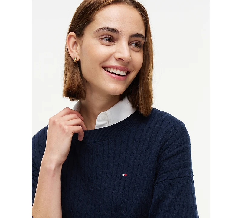 Tommy Hilfiger Women's Cable-Knit Crewneck Long-Sleeve Sweater