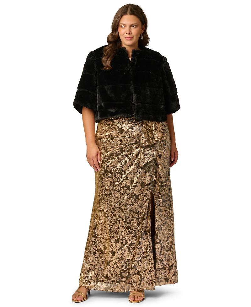 Adrianna Papell Plus Size Faux Fur Cover-up Cropped Jacket