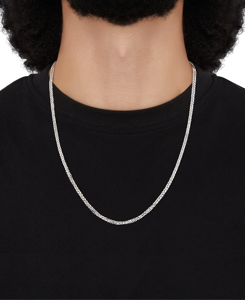 Italian Silver Solid Wheat Chain Necklace in Sterling Silver