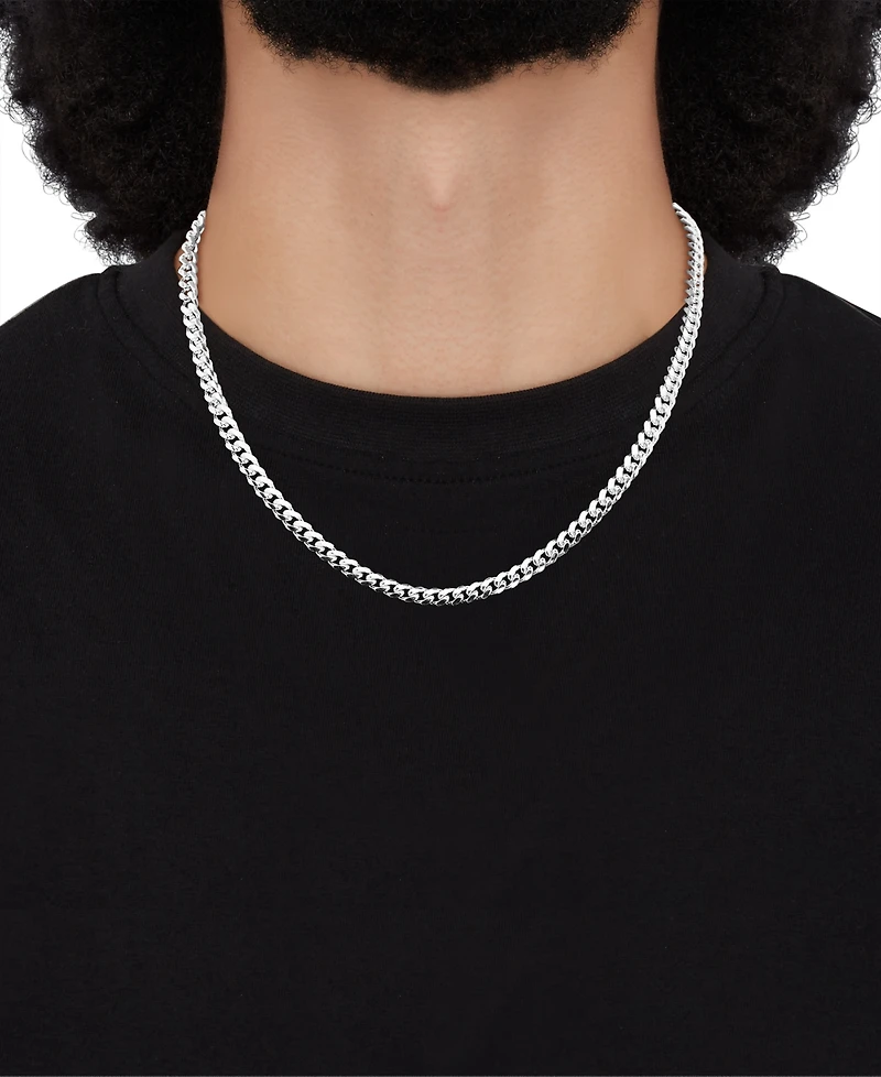 Italian Silver Solid Cuban Chain Necklace in Sterling Silver