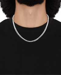 Italian Silver Solid Cuban Chain Necklace in Sterling Silver