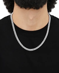 Italian Silver Solid Cuban Chain Necklace in Sterling Silver