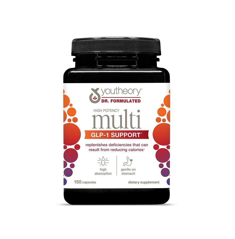 Youtheory High Potency Multi Glp-1 Support High Absorption Multivitamins for Immune Support and Bone Health 150 Vegetarian Capsules
