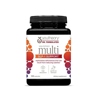 Youtheory High Potency Multi Glp-1 Support High Absorption Multivitamins for Immune Support and Bone Health 150 Vegetarian Capsules