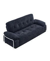 Streamdale Furniture Modern 88.9" Chenille Sofa with Steel Arm Frame and Compression Cushions