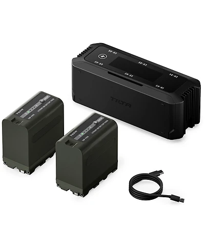 Tilta 6-Channel Foldable Charging Station for Np-f Batteries with 2 Np-F970 Batteries