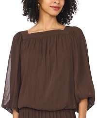 Women's Square Neck 3/4-Sleeve Bubble Blouse, Created for Macy's