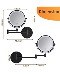 Busdays 8 Inch Rechargeable Wall Mounted Makeup Mirror Double Sided 1x 10x Magnifying with Lights 360 Rotation Foldable Arm for Bathroom Shaving