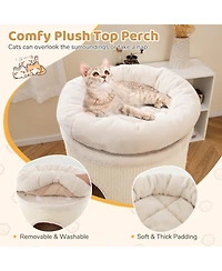 Sugift Elevated Cat Cave 49 Inch 4-Story Cat House for Multiple Cats with Removable Sidewalls
