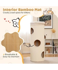 Sugift Elevated Cat Cave 49 Inch 4-Story Cat House for Multiple Cats with Removable Sidewalls