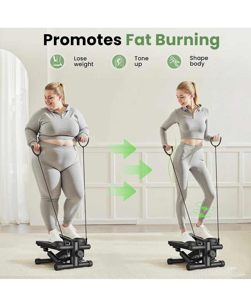 Zeny Mini Stepper with Resistance Bands, Adjustable Home Fitness Trainer