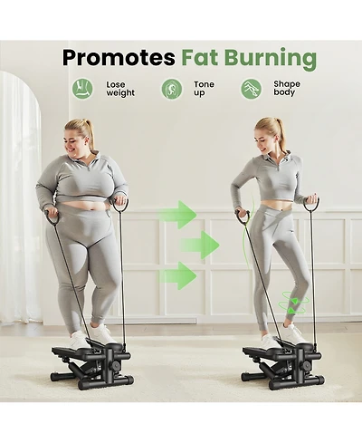 Zeny Mini Stepper with Resistance Bands, Adjustable Home Fitness Trainer