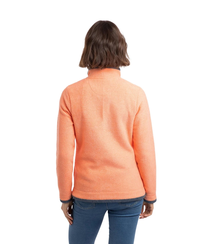 Weird Fish Women's Beye Quarter Zip Grid Fleece Mock Neck Pullover