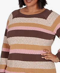 Hearts Of Palm Plus Marled Stripe Long-Sleeve Sweater