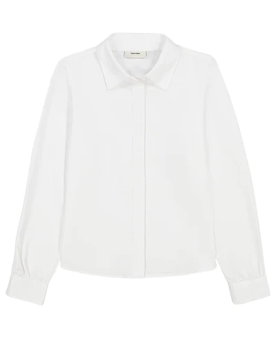 Calvin Klein Girls' 7-16 Long-Sleeve Refined Tailored Dress Shirt