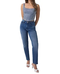 Guess Women's Gala Square-Neck Embellished Sleeveless Denim Bustier