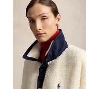 Polo Ralph Lauren Women's Bear High-Pile Fleece Funnel Neck Jacket