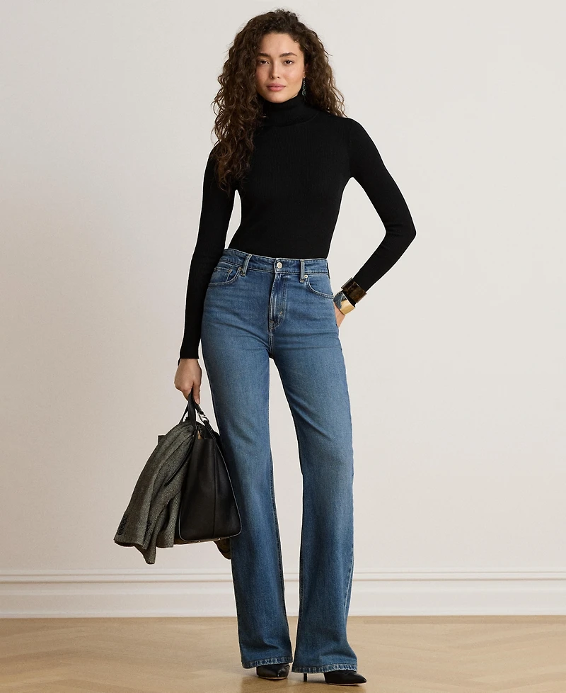 Lauren Ralph Women's Ribbed Slim-Fit Cotton-Blend Turtleneck