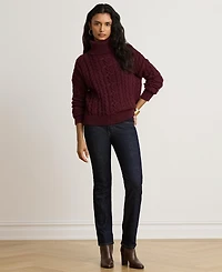 Lauren Ralph Lauren Women's Cable-Knit Cotton Turtleneck Sweater