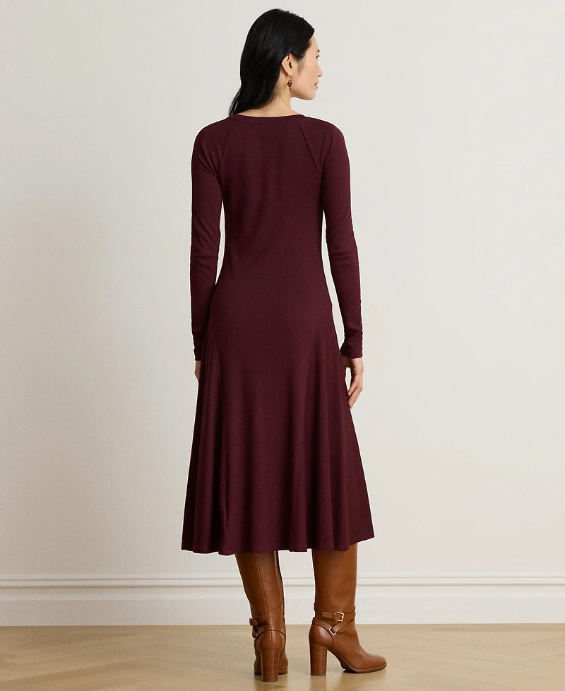Lauren Ralph Women's Rib-Knit Midi Crewneck Dress