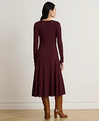 Lauren Ralph Women's Rib-Knit Midi Crewneck Dress