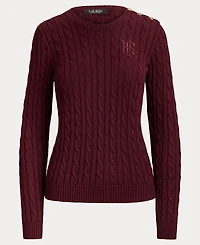 Lauren Ralph Women's Button-Trim Cable-Knit Sweater