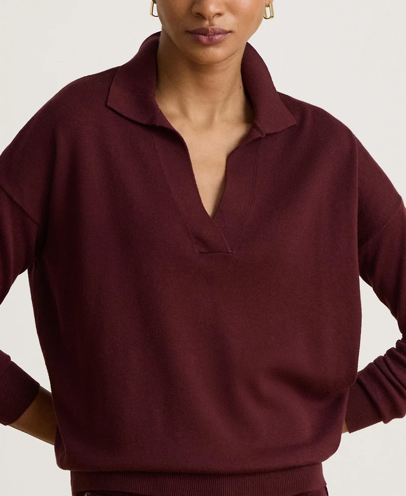 Lauren Ralph Women's Polo V-Neck Long-Sleeve Sweater
