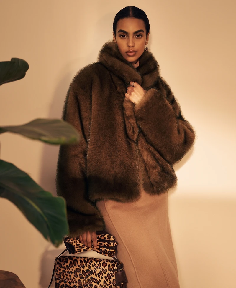 Lauren Ralph Women's Faux-Fur Shawl-Collar Coat