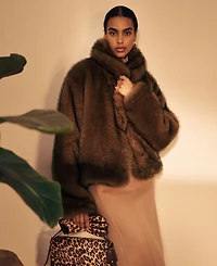 Lauren Ralph Women's Faux-Fur Shawl-Collar Coat