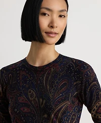 Lauren Ralph Women's Paisley Cotton-Modal Blend Slim-Fit Sweater