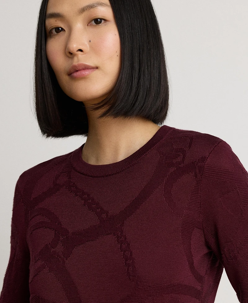 Lauren Ralph Women's Belting-Motif Slim-Fit Cotton-Blend Sweater