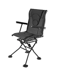 Mountaintop Hunting Chair, 360degree(s) Silent Swivel Foldable Blind Chair, Heavy Duty Steel Frame, Armrests, Adjustable Strap, 300 Lbs
