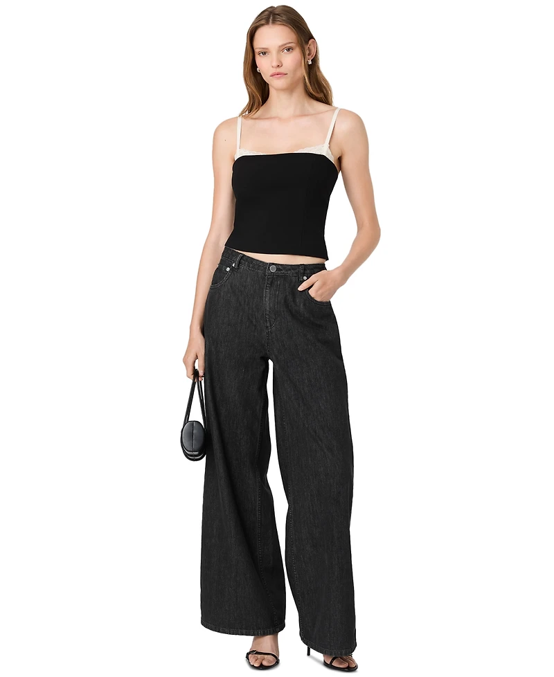 French Connection Women's Azra Sleeveless Square Neck Lace Camisole