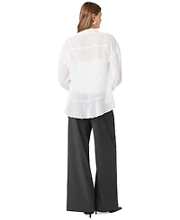 French Connection Women's Marina Tie-Front Chiffon Long-Sleeve Top