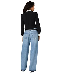 French Connection Women's Echo Crepe Collar720 Point Collar Mini Long-Sleeve Blouse