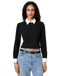 French Connection Women's Echo Crepe Collar720 Point Collar Mini Long-Sleeve Blouse