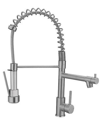 Thirtypeachy Commercial Kitchen Faucet with Pull-Down Sprayer, Single Handle High Arc Stainless Steel Faucet with 360degree(s) Swivel