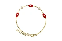 Lily Nily Girls Enamel Evil Eye and Cubic Zirconia Bezel Station Chain Link Bracelet in 14K