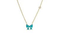Lily Nily Bow and Cubic Zirconia Bezel Station Necklace in 14k