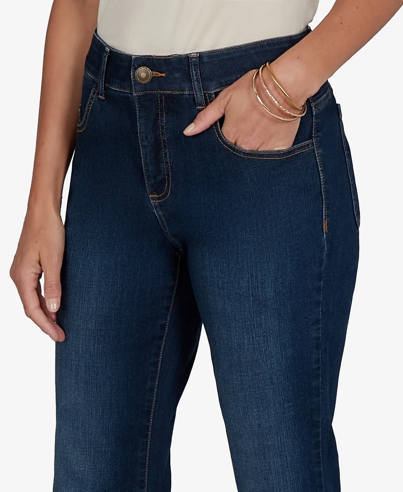 Ruby Rd. Petite Flare Mid-Rise Cotton-Blend Denim Jeans
