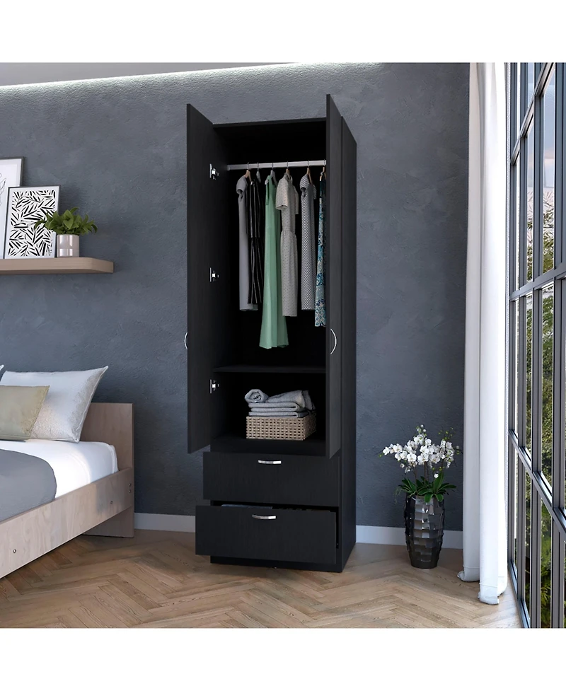 Fm Furniture Tall Mayer Wardrobe Melamine with Two Doors and Drawers