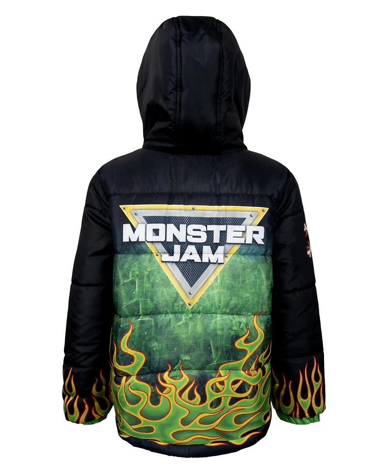 Monster Jam Toddler Boys Zip Up Winter Coat Puffer Jacket