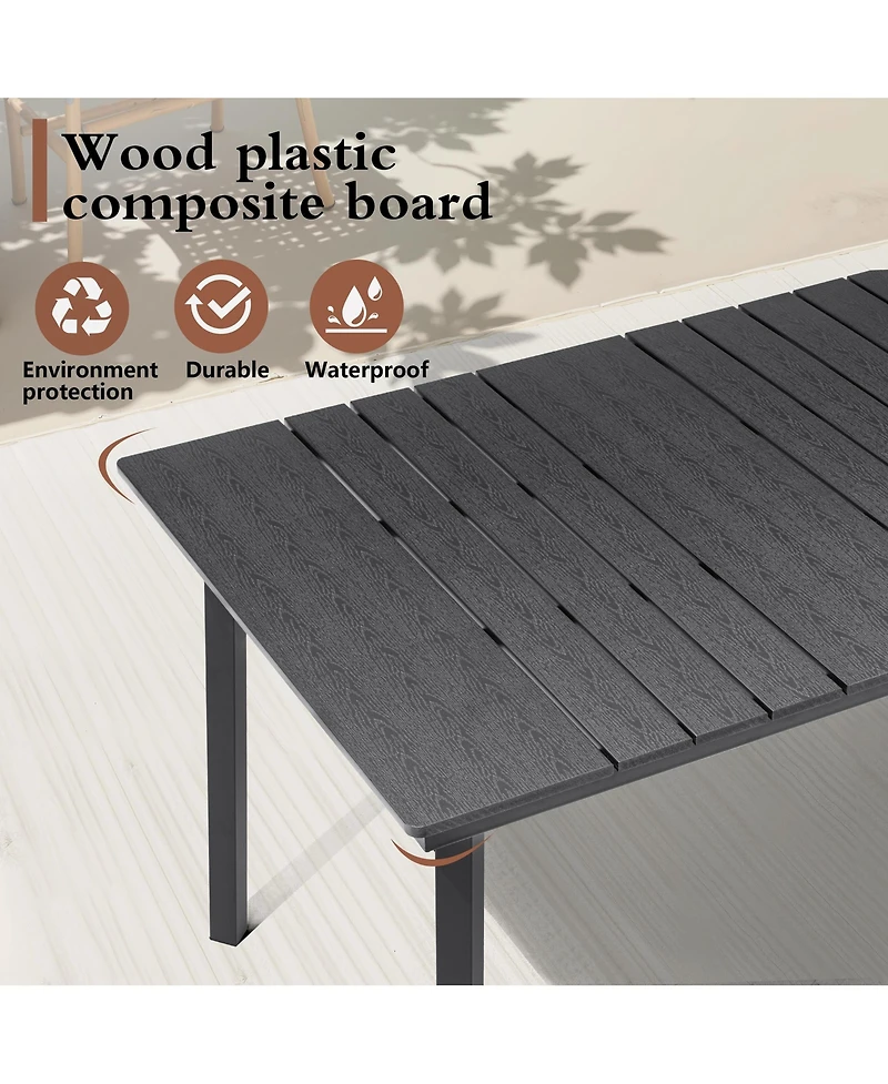 Pellebant Outdoor Patio Rectangle Dining Table with Umbrella Hole