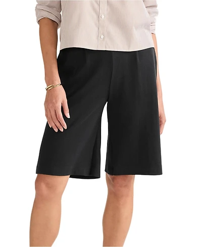 Lands' End Women's Sport Knit High Rise Pleated 12 Inch Bermuda Shorts