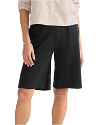 Lands' End Women's Sport Knit High Rise Pleated 12 Inch Bermuda Shorts