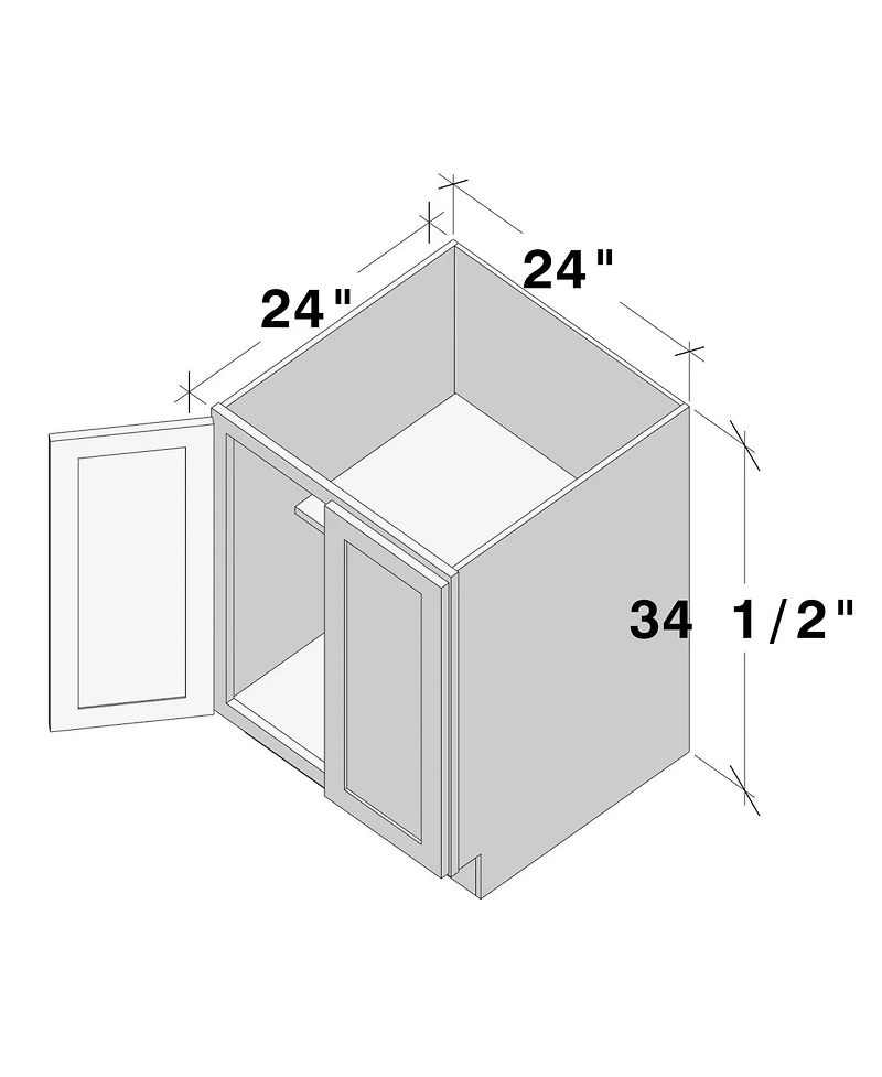 Boyel Living 24" Wide Full Height Door Base Cabinet, Ready to Assemble Kitchen Cabinet with Solid Wood Frame, Soft-Close Slides and Hinges