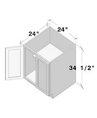 Boyel Living 24" Wide Full Height Door Base Cabinet, Ready to Assemble Kitchen Cabinet with Solid Wood Frame, Soft-Close Slides and Hinges
