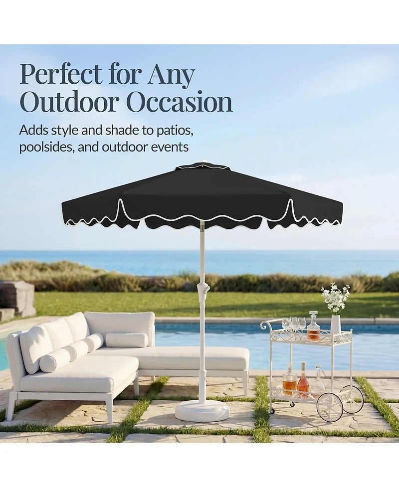 Best Choice Products 7.5feet Patio Market Umbrella with Wavy Trim, Fade-Resistant, Crank and Tilt